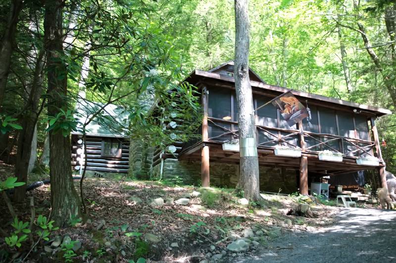 Bushkill Pristine Waterfront Log Cabin with Private Beach - Sleeps 9 in Beds